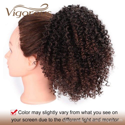 Vigorous Cheap Price Vendor Kinky Curly Fluffy Machine Made Heat Resistant Fiber Drawstring Synthetic Ponytail Hair Extension